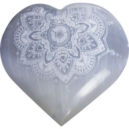 Selenite Heart - Lotus Mandala (Each)