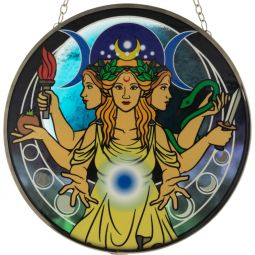 Glass Suncatcher 6in - Triple Moon Goddess (Each)