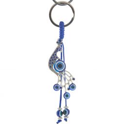 Evil Eye Talisman Key Ring - Peacock w/ Gems (Each)