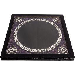 Glass Scrying Mirrors Pentacles w/ Amethyst Chips (Each)