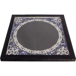 Glass Scrying Mirrors Pentacles w/ Sodalite Chips (Each)