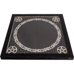 Glass Scrying Mirrors Pentacles w/ Black Tourmaline Chips (Each)