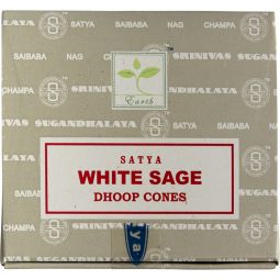 Satya White Sage Incense Cones Display Box (Pack of 12)