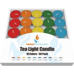 T-Light Candles Unscented Ass't Colors (Pack of 50)