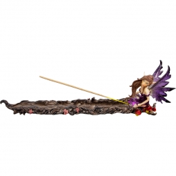 Incense Holder Pixie Fairy w/ Rubber Wings - Purple (Each)