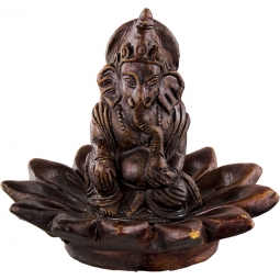 Clay Incense Holder Ganesh on Lotus (Each)