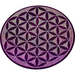 Soapstone Round Incense Holder - Flower of Life - Purple (Each)