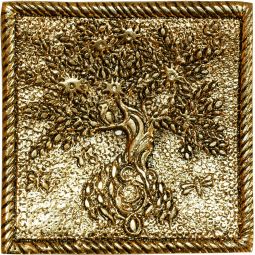 Aluminum Square Incense Holder Gold - Tree of Life (Each)