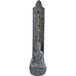 Polyresin Incense Holder - Buddha w/ Chakra Gems (Each)