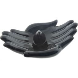 Ceramic Incense Burner Offering Hands - Black (Each)