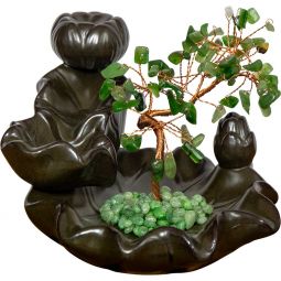 Ceramic Backflow Incense Holder - Nephrite Jade Gem Tree (Each)