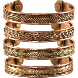 Tibetan Copper Bracelet Magnetic India pattern  (Set of 4)