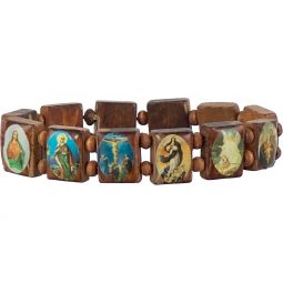 Elastic Wood Bracelet - Saints Patron (Each)