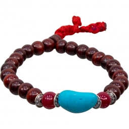 Rosewood and Turquoise Mala Bracelet (Each)