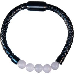 Vegan Leather Braided Bracelet w/ Magnetic Clasp - Rose Quartz (Each)