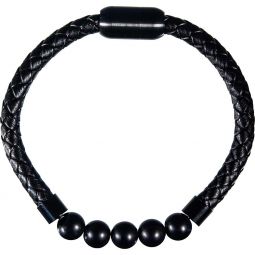 Vegan Leather Braided Bracelet w/ Magnetic Clasp -Black Onyx (Each)