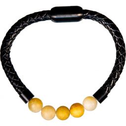 Vegan Leather Braided Bracelet w/ Magnetic Clasp - Yellow Quartz (Each)