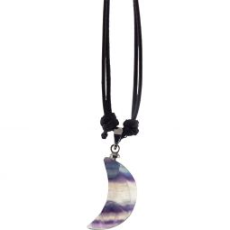 Gemstone Moon Necklace - Rainbow Fluorite (Each)