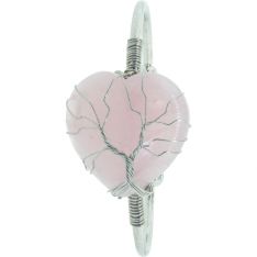 Adjustable Bracelet - Wire Wrapped Rose Quartz Heart (Each)