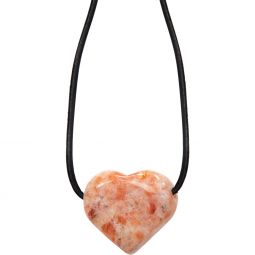 Gemstone Puffed Heart Necklace - Sunstone (Each)