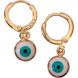 Copper Evil Eye Protection Earrings - White (Each)