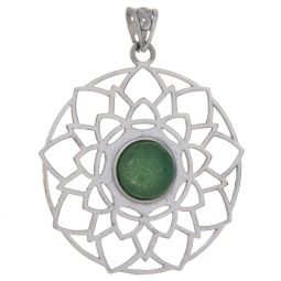 Sacred Symbol Pendant Flower Mandala w/Asst'd Stone