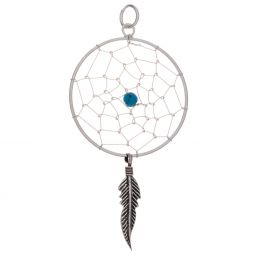Dreamcatcher Pendant w/ Color Beads-1 Feather Large (Not Native American Made)