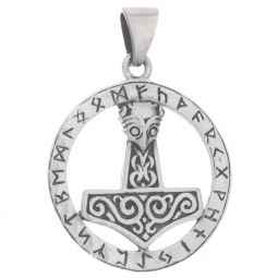 Mjolnir Round Large Viking Norse Pendant