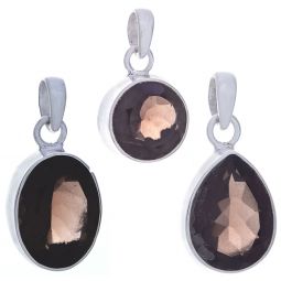 Faceted Smokey Quartz Assorted Shapes Pendants (19mm to 24mm H)