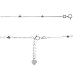 Adjustable Anklet w/Iolite Beads & Mini Heart Charm 9"