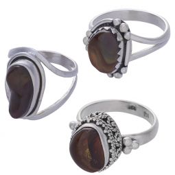 Assorted Shape Fire Agate Ring - Size 8 (13 to 23mm H)