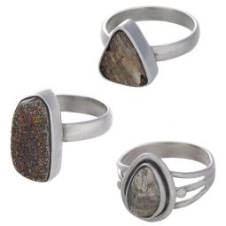Assorted Shapes Rough Pyrite Ring - Size 7 (11 to 17mm H)