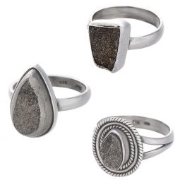 Assorted Shapes Rough Pyrite Ring - Size 8 (11 to 17mm H)
