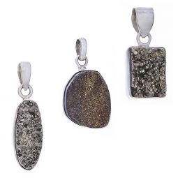 Assorted Shapes Medium Rough Pyrite Pendants (26 to 36mm H)