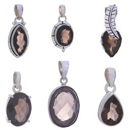 Assorted Oval Faceted Smokey Quartz Pendant (19 to 36mm H)