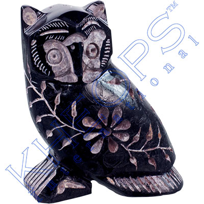 carving owl navy blue each kheops international soapstone carving 