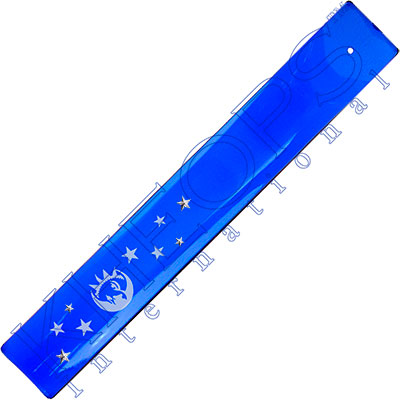 Art Glass Incense Holder  Etched Celestial Cobalt