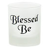 Etched Glass Votive Holder  Blessed Be Black (Each