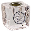 Glass Cube Mini Candle Holder  Pentacle Clear (eac