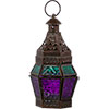 Glass & Metal Lantern  Guide Turquoise & Purple (e
