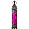 Glass & Metal Lantern  Tower Pink & clear (Each)