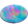5-inch Round Art Glass Candle Base   Blue Iridesce