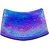 5-inch Square Art Glass Candle Base   Blue Iridesc