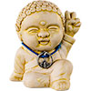 Gypsum Cement  Figurine w/Peace Sign Buddha  (Each