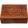 Carved Wood Box Velvet Lined Filigree Pentacle Dar