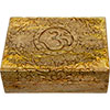 Carved Wood Box Velvet Lined Om  (each)