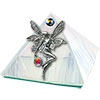 2-inch Art Glass Pyramid Box  Fairy with Crystal W