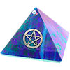 4-inch Art Glass Pyramid Box  Pentacle Blue Irides