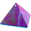 6-inch Art Glass Pyramid Box  Plain Blue Iridescen