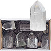 Crystal Points by the Flat  Polished  Clear Quartz
